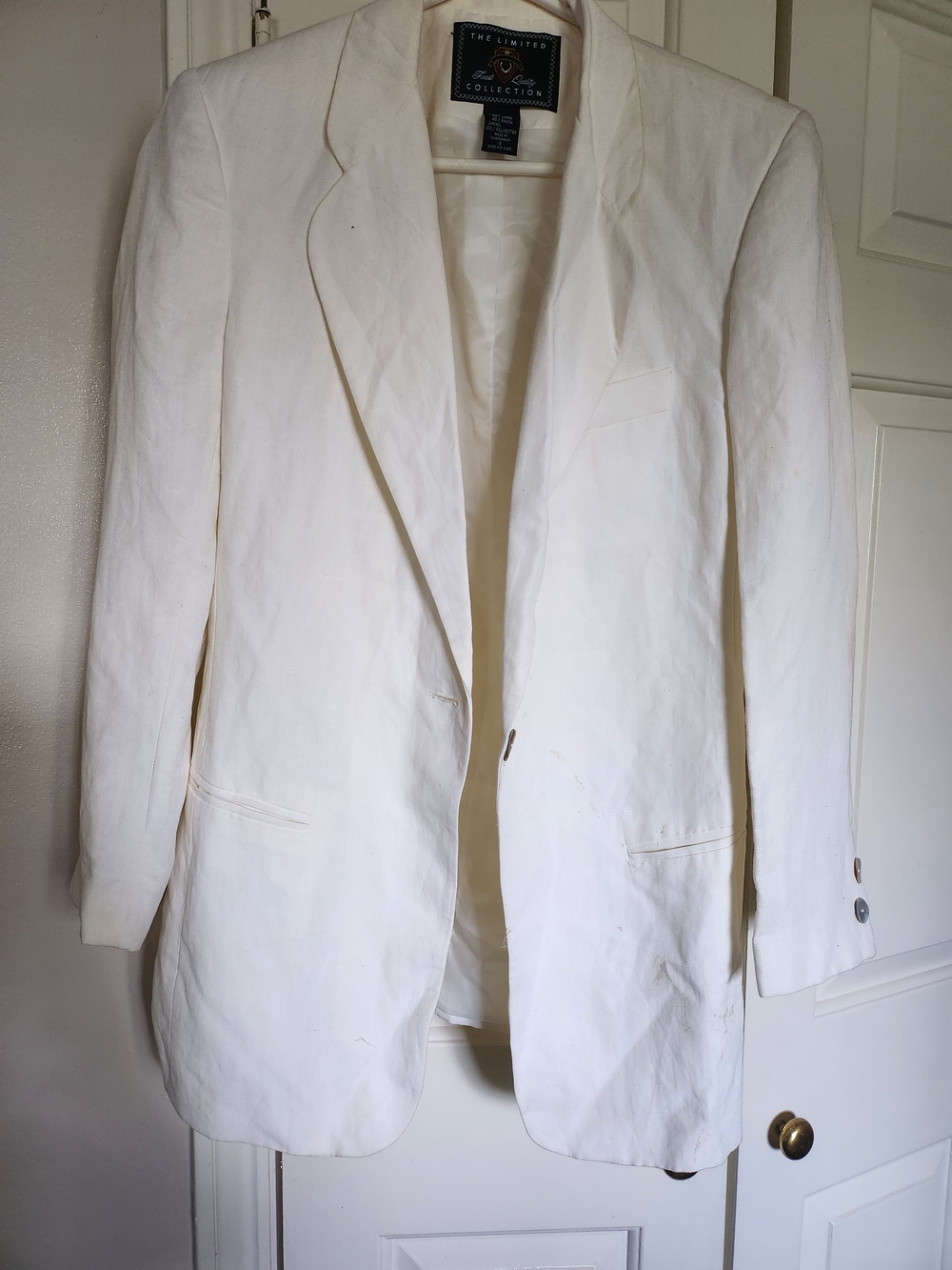 The Limited Women's White Linen-Blend Single-Button Blazer